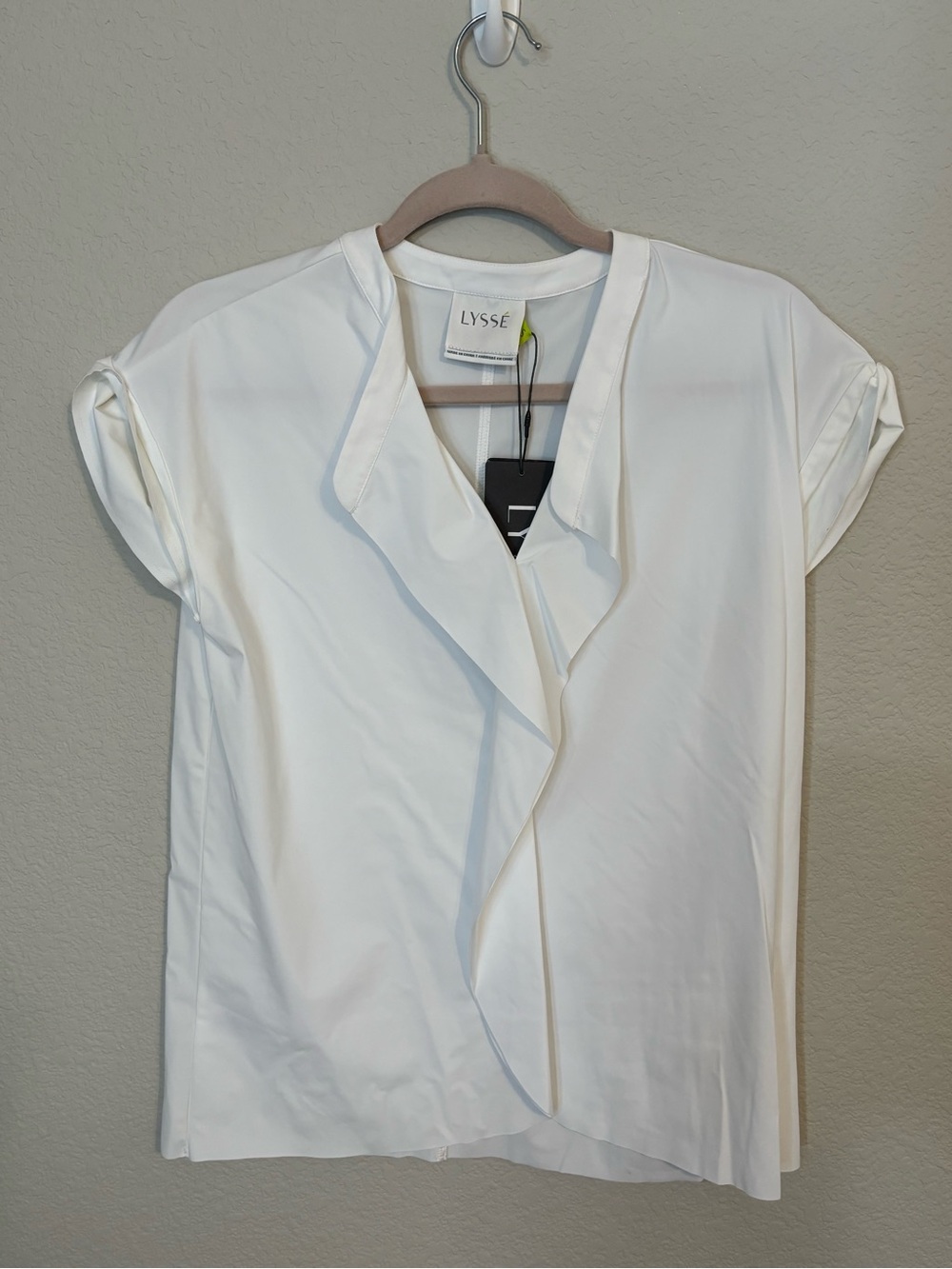Lysse Ivory Draped V-Neck Cap Sleeve Top